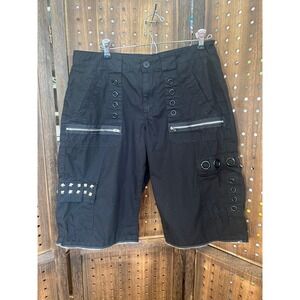 Social Collision Cargo Shorts Women's 9 Zippers Studs Punk Goth Emo As Is
